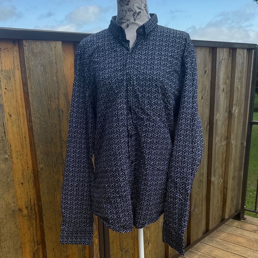 Black and White Patterned Long Sleeve Shirt